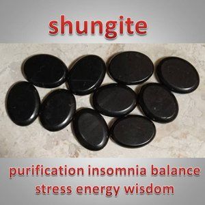 🔥3/$20 One SHUNGITE mini palmstone  crystal PURIFICATION insomnia BALANCE